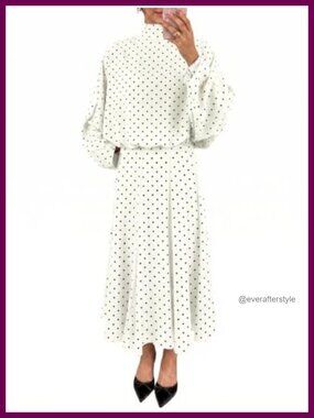 Womens 2 Piece Skirt Set Polka Dot Tie Back Maxi Fall Outfit